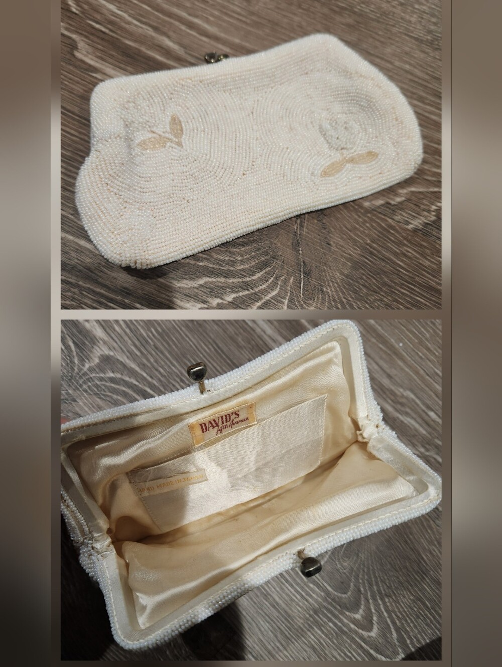 White Beaded Evening Clutch-Vintage